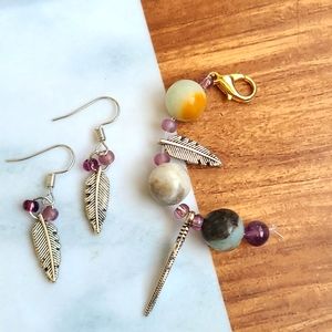 Matching handmade ketchain and earring set